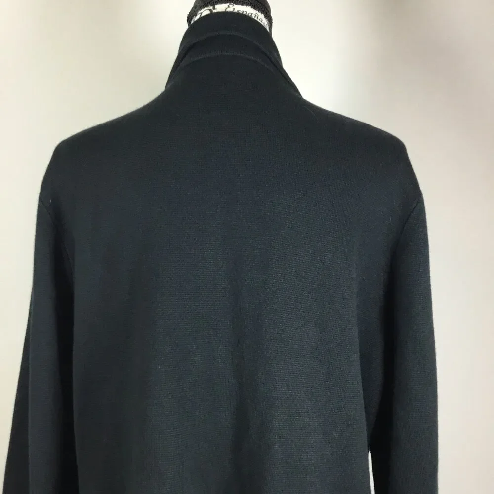 J Crew black cotton blazer cardigan pockets business casual closet staple XL